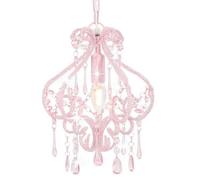vidaXL Lámpara de Techo Redonda con Cuentas E14 Hogar Casa Decoración Iluminación Luz Mobiliario Habitación Diseño Estilo Rosa, 281595