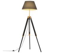 vidaXL Lámpara de trípode madera maciza de teca negro y dorado 141 cm