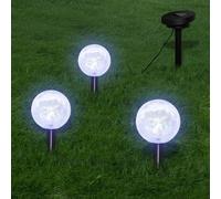 vidaXL Lámparas de bola jardín LED anclajes y paneles solares 3 uds