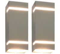 vidaXL Lámparas de pared de exterior 2 uds 35 W plateado semicircular