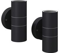 vidaXL Lámparas de pared LED para exteriores, 2 unidades, acero inoxidable, con luz direccional hacia arriba y hacia abajo