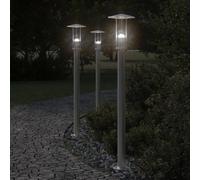 vidaXL Lámparas de suelo de exterior 3 uds acero inoxidable 100 cm