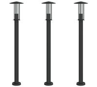 vidaXL Lámparas de suelo de exterior 3 uds acero inoxidable 100 cm Color Plateado, Negro, y mas