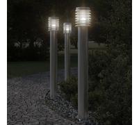 vidaXL Lámparas de suelo de exterior 3 uds acero inoxidable 110 cm Color Plateado, Negro, y mas