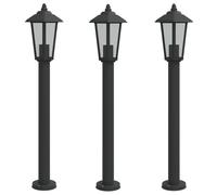 vidaXL Lámparas de suelo de exterior 3 uds acero inoxidable 80cm Color Negro, Plateado, y mas