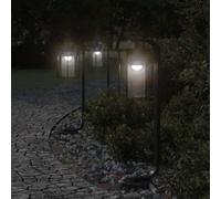 vidaXL Lámparas de suelo de exterior 3 uds acero inoxidable negro 60cm