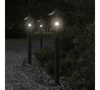 vidaXL Lámparas de suelo de exterior 3 uds acero inoxidable 80cm Color Negro, Plateado, y mas