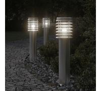 vidaXL Lámparas de suelo de exterior 3 unidades acero inoxidable 60 cm