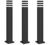 vidaXL Lámparas de suelo de exterior (3 unidades) aluminio negro Dimensiones 50 cm, 80 cm, 110 cm