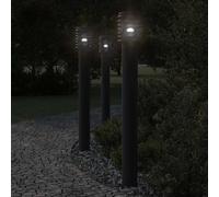 vidaXL Lámparas de suelo exterior 3 uds acero inoxidable negro 110 cm