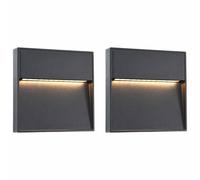 vidaXL Lámparas LED de pared para jardín 2 unidades cuadrada negra 3 W