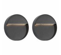 vidaXL 2x Lámparas de Pared para Jardín Redonda Iluminación Bombillas Luz Luces Exteriores Patios Terrazas Fachadas Balcones Casa Hogar 3 W Negra