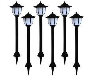 vidaXL Lámparas solares de exterior negras LED 6 uds
