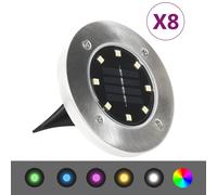 vidaXL Lámparas solares de suelo 8 unidades luces LED color RGB