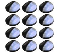 vidaXL Lámparas solares LED de pared exterior 12 uds redondas negro