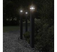 vidaXL Lámparas suelo exterior con enchufe (3 unidades) aluminio negro Dimensiones 50 cm, 80 cm, 110 cm