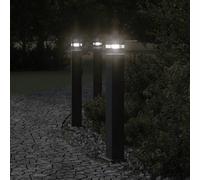 vidaXL Lámparas suelo exterior con enchufe 3 uds aluminio negro 80 cm