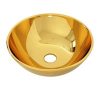 vidaXL Lavabo 28x10 cm Cerámica Dorado Sanitario Baño Servicio Grifería Casa Color Dorado, Plateado, y mas