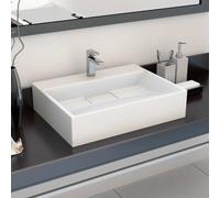vidaXL Lavabo 50x38x13 cm resina mineral/mármol blanco