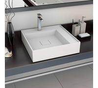 vidaXL Lavabo baño resina mineral/mármol blanco – Medidas 50x50x12,3; 50x38x13; 59,3x35,1x10,7 cm