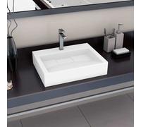 vidaXL Lavabo resina mineral/mármol Blanco - Dimensiones 59.3×35.1×10.7, 50×38×13, 60×38×11 cm