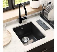 vidaXL Lavabo 80% Cuarzo y 20% Resina 370 x 460 mm Negro