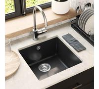 vidaXL Lavabo 80% Cuarzo y 20% Resina 430 x 460 mm Negro