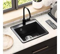 vidaXL Lavabo 80% Cuarzo y 20% Resina 470 x 440 mm Negro