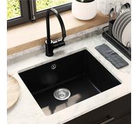 vidaXL Lavabo 80% Cuarzo y 20% Resina 530 x 460 mm Negro