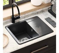 vidaXL Lavabo 80% Cuarzo y 20% Resina 560 x 460 mm Negro