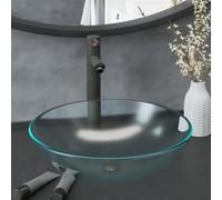 vidaXL Lavabo baño grifo&desagüe de empuje vidrio templado esmerilado