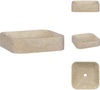 vidaXL Lavabo color crema de 40x40x10 cm, de mármol - Lavabo para baño