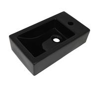 vidaXL Lavabo rectangular de cerámica con agujero para grifo Negro 46x25,5x12 cm