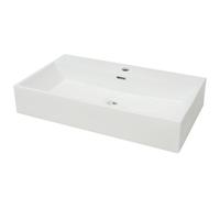 vidaXL Lavabo Rectangular con Orificio de Grifo Cerámica Blanco Aseo Lavamanos Dimensiones 51.5 x 38.5 x 15 cm, 60.5 x 42.5 x 14.5 cm, 76 x 42.5 x 14.5 cm