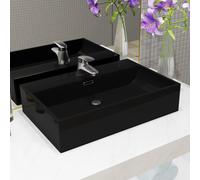 vidaXL Lavabo con orificio para grifo cerámica 76x42,5x14,5 cm negro