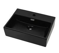 vidaXL Lavabo de cerámica con orificio para grifo Negro 51,5x38,5x15 cm