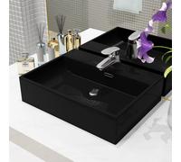 vidaXL Lavabo con orificio para grifo cerámica negro 51,5x38,5x15 cm