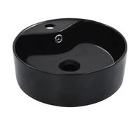 vidaXL Lavabo con rebosadero de cerámica 36x13 cm negro