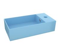 vidaXL Lavabo con rebosadero cerámica 49x25x15 cm Azul Claro