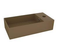 vidaXL Lavabo con rebosadero cerámica 49x25x15 cm Crema Mate