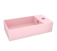 vidaXL Lavabo con rebosadero cerámica 49x25x15 cm Rosa Mate