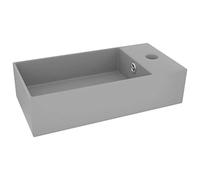 vidaXL Lavabo con rebosadero cerámica gris claro