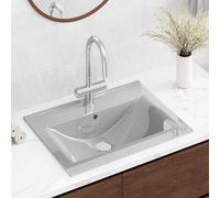 Vidaxl lavabo con rebosadero cerámica plateado 60x46x16 cm