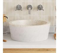 vidaXL Lavabo de mármol Ø40x15 cm para baño Colores crema, gris, negro y más