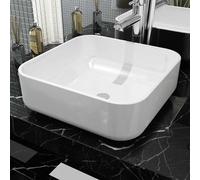 vidaXL Lavabo cuadrado moderno de cerámica blanco 39x39x13,5 cm