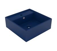 Vidaxl lavabo cuadrado rebosadero cerámica azul oscuro mate 41x41cm