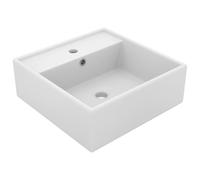 vidaXL Lavabo cuadrado rebosadero cerámica blanco mate 41x41 cm