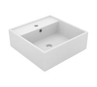 vidaXL Lavabo - Cuadrado rebosadero - Cerámica blanco mate 41x41 cm