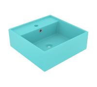 vidaXL Lavabo Lujoso Cuadrado Rebosadero de Cerámica 41x41cm Aseo Multicolor Verde Claro Mate
