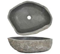 vidaXL Lavabo ovalado piedra de río (45-53)x(34-41) cm